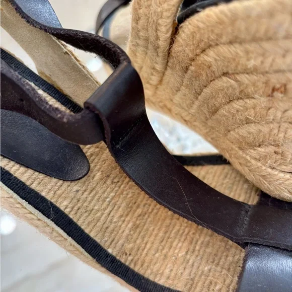 Saks Fifth Avenue Black and Tan Espadrille Sandals - Picture 4 of 6